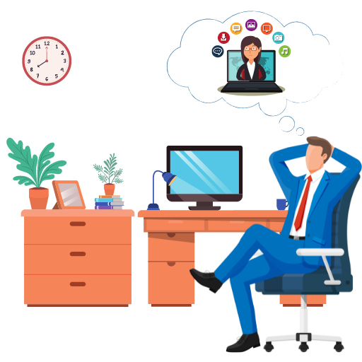 Un imprenditore che si rilassa poichè ha delegato il marketing della sua azienda a dei social media manager