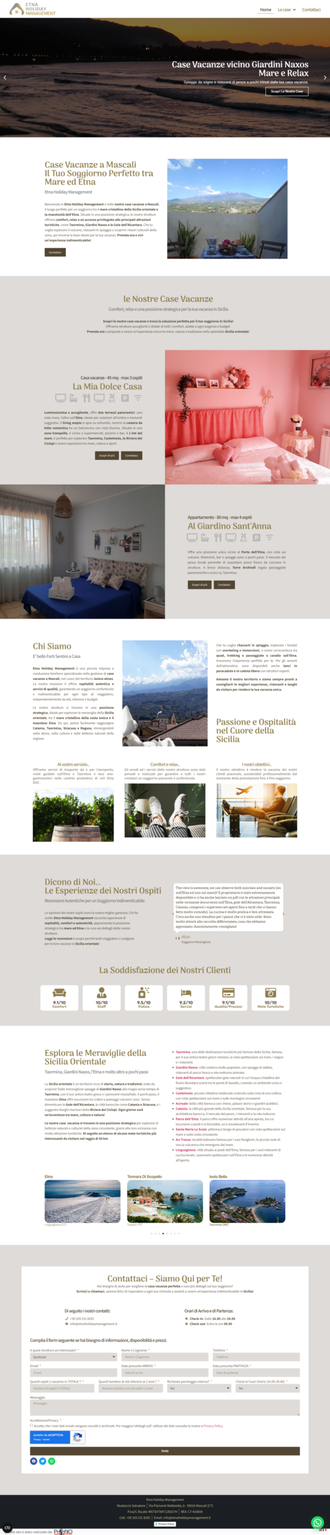 homepage del sito web www.etnaholidaymanagement.it -Mascali (CT)