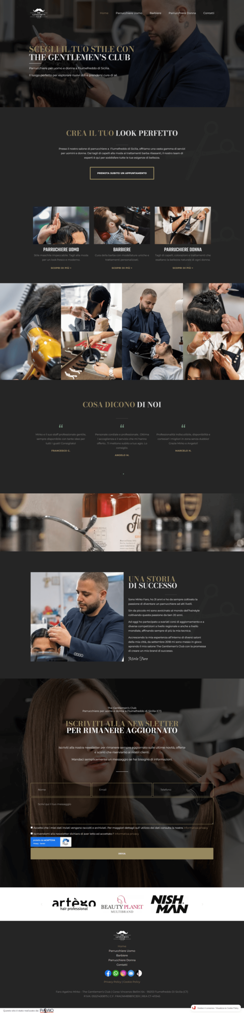 homepage del sito web www.thegentlemensclub.it -Fiumefreddo Di Sicilia (CT)